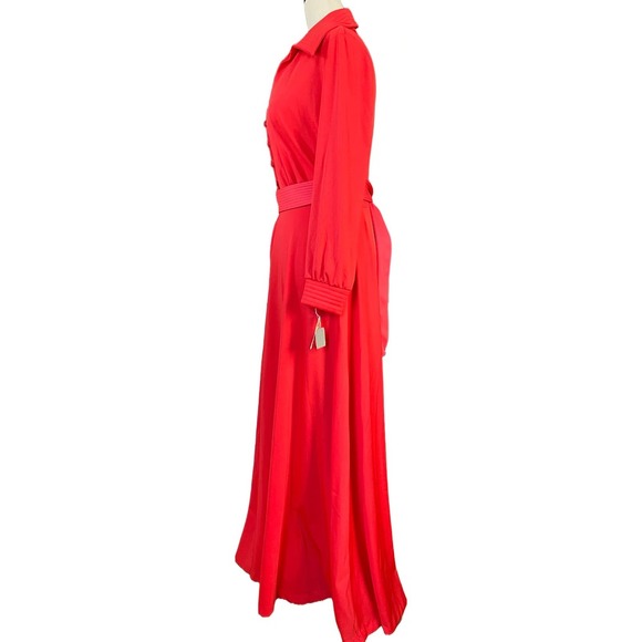 🚫SOLD🚫 Deadstock NWT 70s Vintage Resort Coral Red Knit Lounge Maxi Dress S - Picture 4 of 9